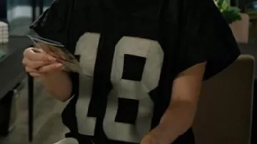 Black 18 Printed T-shirt worn by Gina (Virginia Gardner) in F Valentine's Day