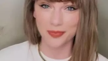 Taylor Swift Olympics Promo Team USA Sweatshirt in the music video Taylor Swift is a special guest in Team USA Olympics video celebrating Simone Biles, Katie Ledecky
