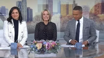 Veronica Beard Miller Stripe Wool Blend Dickey Jacket worn by Laura Jarrett as seen in Today on  February 6, 2026