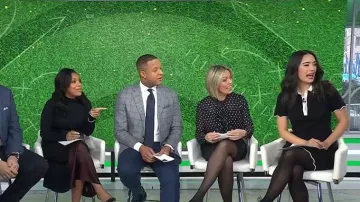 Anthropologie The Nina Short-Sleeve Scallop Mod Mini Dress worn by Emilie Ikeda as seen in Today on February 6, 2026