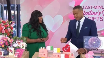 DKNY Ruched-Sleeve Belted Fit and Flare Midi Dress worn by Charli Penn as seen in Today on February 9, 2026