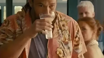 The Wrecking Crew 2026 Jason Momoa Floral Shirt In Pink worn by Jonny (Jason Momoa) as seen in The Wrecking Crew