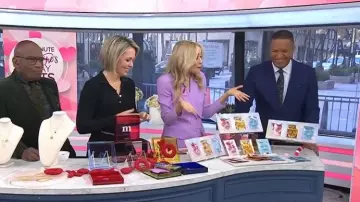 Elie Tahari Double Breasted Crepe Blazer worn by Chassie Post as seen in Today on February 9, 2026