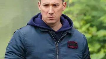 Silent Witness S29 David Caves Blue Bomber Jacket of Jack Hodgson (David Caves) as seen in Silent Witness