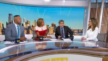 Derek Lam 10 Crosby Elizabeth Peplum Jacket worn by Rhiannon Ally as seen in Good Morning America on February 5, 2026