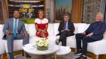 Black Halo Layne Sheath Dress worn by Robin Roberts as seen in Good Morning America on February 5, 2026