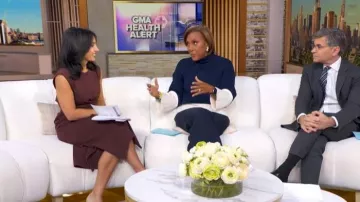 Whistles Gathered Midi Dress worn by Tara Narula as seen in Good Morning America on February 9, 2026