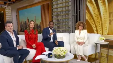 Nadine Merabi Eleanor Wide Leg Jumpsuit worn by Rhiannon Ally as seen in Good Morning America on  February 9, 2026