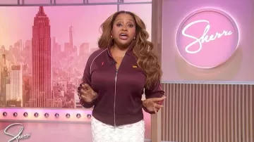 Wales Bonner Mantra Knit-trimmed Embroidered Jersey Jacket worn by Sherri Shepherd as seen in Sherri on  February 6, 2026