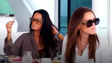 Saint Laurent Eyewear Rectangle-frame Sunglasses worn by Lisa Barlow as seen in Below Deck Down Under(S04E02)