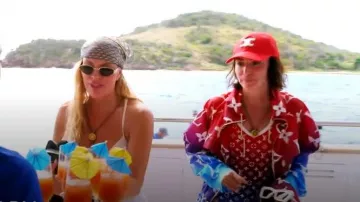 Louis Vuitton Sunset Monogram Swimsuit worn by Bronwyn Newport as seen in Below Deck Down Under(S04E02)