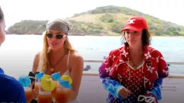 Louis Vuitton Sunset Monogram Lightweight Hooded Parka worn by Bronwyn Newport as seen in Below Deck Down Under(S04E02)