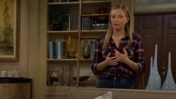Babaton at Aritzia Utility Shirt in Hstn Chk Adml/D R Rd worn by Abby Newman (Melissa Ordway) as seen in The Young and the Restless on February 4, 2026