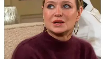 The Young and the Restless Sharon Newman Plum Purple Sweater as seen in The Young and the Restless