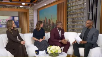 Ronny Kobo Speck Knit Dress worn by Rhiannon Ally as seen in Good Morning America on  February 11, 2026