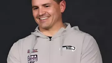 Mike MacDonald Super Bowl LX Anorak Hoodie Jacket in Sam Darnold, Kenneth Walker III and Mike MacDonald react to super bowl win