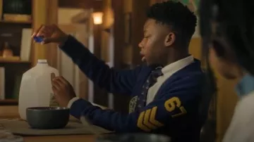 Ralph Lauren Varsity-Inspired Cotton Cardigan worn by Damon Cross (Caleb Elijah) as seen in Cross(S02E02)