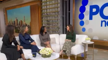 Une autre jupe Maxi en fille à carreaux portée par Hanna Battah vue dans Good Morning America le 12 février 2026