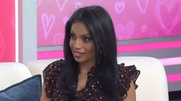 J. Crew Ruffleneck Flutter-sleeve Top worn by Niro Feliciano as seen in Today on  February 12, 2026