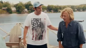 Statue of Liberty American Flag T-Shirt worn by Lenny Feder (Adam Sandler) in Grown Ups