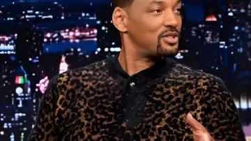 The Tonight Show 2026 Will Smith Leopard Cardigan worn by Will Smith as seen in The Tonight Show Starring Jimmy Fallon
