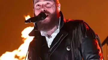 Post Malone Grammy Awards 2026 Fringe Jacket in GRAMMYs 2026 Performance | Post Malone, Slash, Duff McKagan, Chad Smith & Andrew Watt - War Pigs