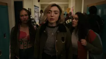 Ardene Striped Crew Neck Sweater worn by Maddie Nears (Peyton List) as seen in School Spirits (S03E03)