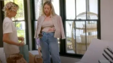 Jean droit taille mi-haute Pistola Lexi à nœud papillon - Confetti Vintage porté par Amanda Frances dans l'émission The Real Housewives of Beverly Hills (S15E09)