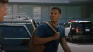 Ralph Lauren Waffle-Knit Short-Sleeve Henley Shirt worn by Miles Penn (Deric Augustine) as seen in The Rookie (S08E05)
