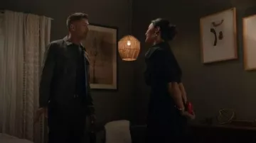 John Varvatos Andrew Slim Fit Leather Trucker Jacket worn by Tim Bradford (Eric Winter) as seen in The Rookie (S08E06)