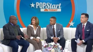 Pantalon Cinq à Sept Kerry porté par Hoda Kotb, vu dans l'émission Today le 13 février 2026.