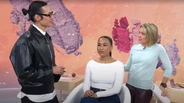 Chaqueta de cuero de Bottega Veneta que lució Patrick Ta, como se vio en Today, 16 de febrero de 2026.