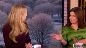 A.L.C. Elyse Combo Top worn by Jessica Capshaw as seen in The View on February 16, 2026