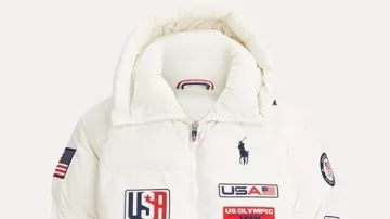 Flagbearer White Puffer Jacket worn by Whole Team in See Team USA’s Ralph Lauren Uniforms for 2026 Winter Olympics