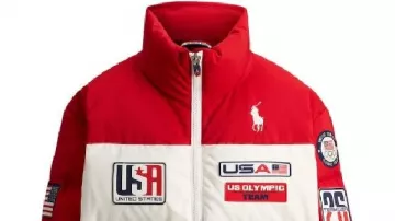Red Puffer Jacket worn by whole team in See Team USA’s Ralph Lauren Uniforms for 2026 Winter Olympics