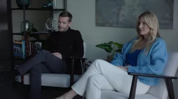 & Other Stories Mohair & Wool Blend Hairy Knit Cardigan worn by Claire Wardly (Romola Garai) as seen in Betrayal (S01E02)