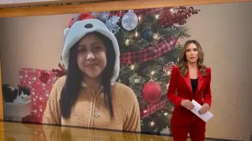 Pantalon évasé Nadine Merabi Beatrice porté par Rhiannon Ally, comme on a pu le voir dans l'émission Good Morning America le 13 février 2026.