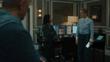 Elisabetta Franchi Palazzo Jeans With Buttons worn by Sweetpea Golightly (Miriam Petche) as seen in Industry (S04E05)