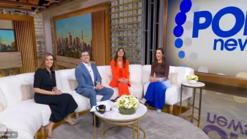 Robe longue en maille à manches longues et blocs de couleur Dora Ombré, de la marque Solid &amp; Striped, portée par Hanna Battah dans l'émission Good Morning America le 16 février 2026.