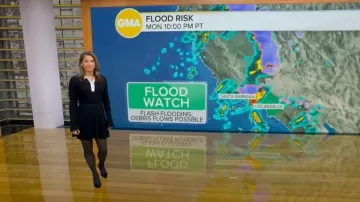 Robe polo courte à manches longues Peter Som portée par Ginger Zee dans l'émission Good Morning America le 16 février 2026.