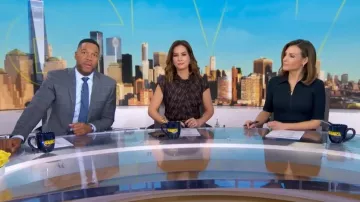 Gucci Silk Printed Top worn by Rebecca Jarvis as seen in Good Morning America on February 16, 2026