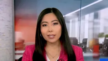 Generation Love Alexa Double Breasted Boucle Blazer worn by Selina Wang as seen in Good Morning America on February 17, 2026