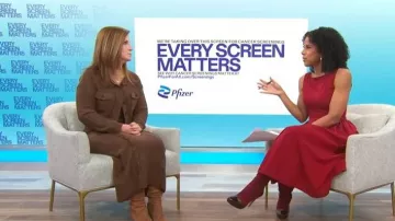 Vestido midi con cuello barco de Badgley Mischka usado por Adriana Díaz, como se vio en CBS Mornings el 4 de febrero de 2026