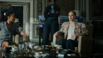 LK Bennett Sonya Cream Crepe Blouse worn by Sweetpea Golightly (Miriam Petche) as seen in Industry (S04E06)