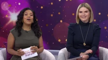 Robe midi ceinturée Ava de Reiss portée par Sheinelle Jones dans l'émission Today with Jenna &amp; Sheinelle du 17 février 2026.