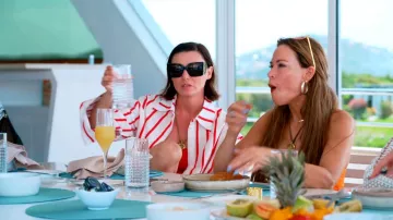 Elce Exclusive Reverie Striped Cotton Poplin Shirt worn by Bronwyn Newport as seen in Below Deck Down Under (S04E03)