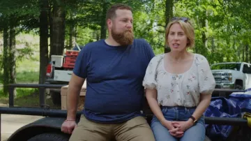 Pilcro by Anthropologie Scoop Neck Button Front Printed Blouse worn by Erin Napier as seen in Home Town (S10E06)