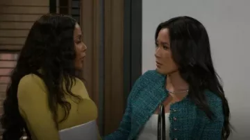 Mango Pocket Tweed Jacket worn by Caroline Lee (Ellie Wang) as seen in Beyond the Gates(S02E32)