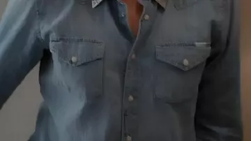Denim Shirt worn by Liz (Christa Miller) in Shrinking