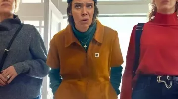 HTGT Heaven From Belfast Dara Yellow Jumpsuit used by Dara (Caoilfhionn Dunne) as seen in How to Get to Heaven from Belfast (S01)